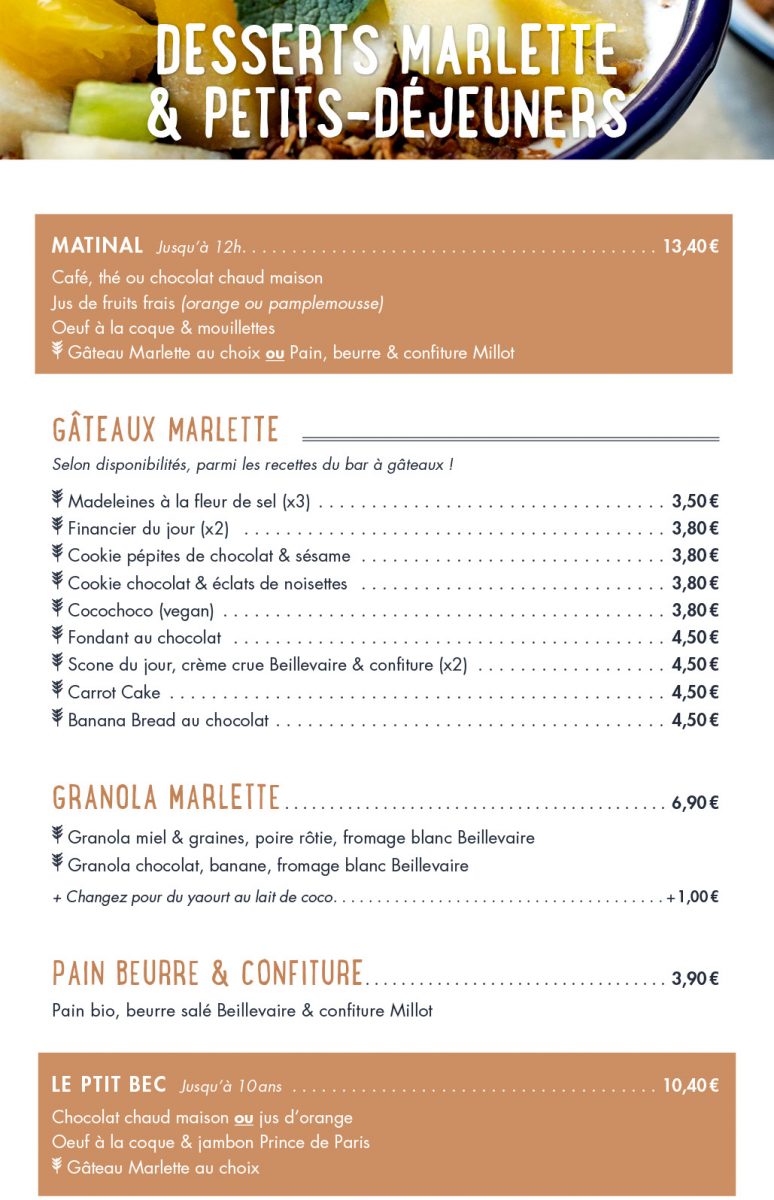 Menu Coffee Shop Marlette Cafe Marlette Rue Des Martyrs